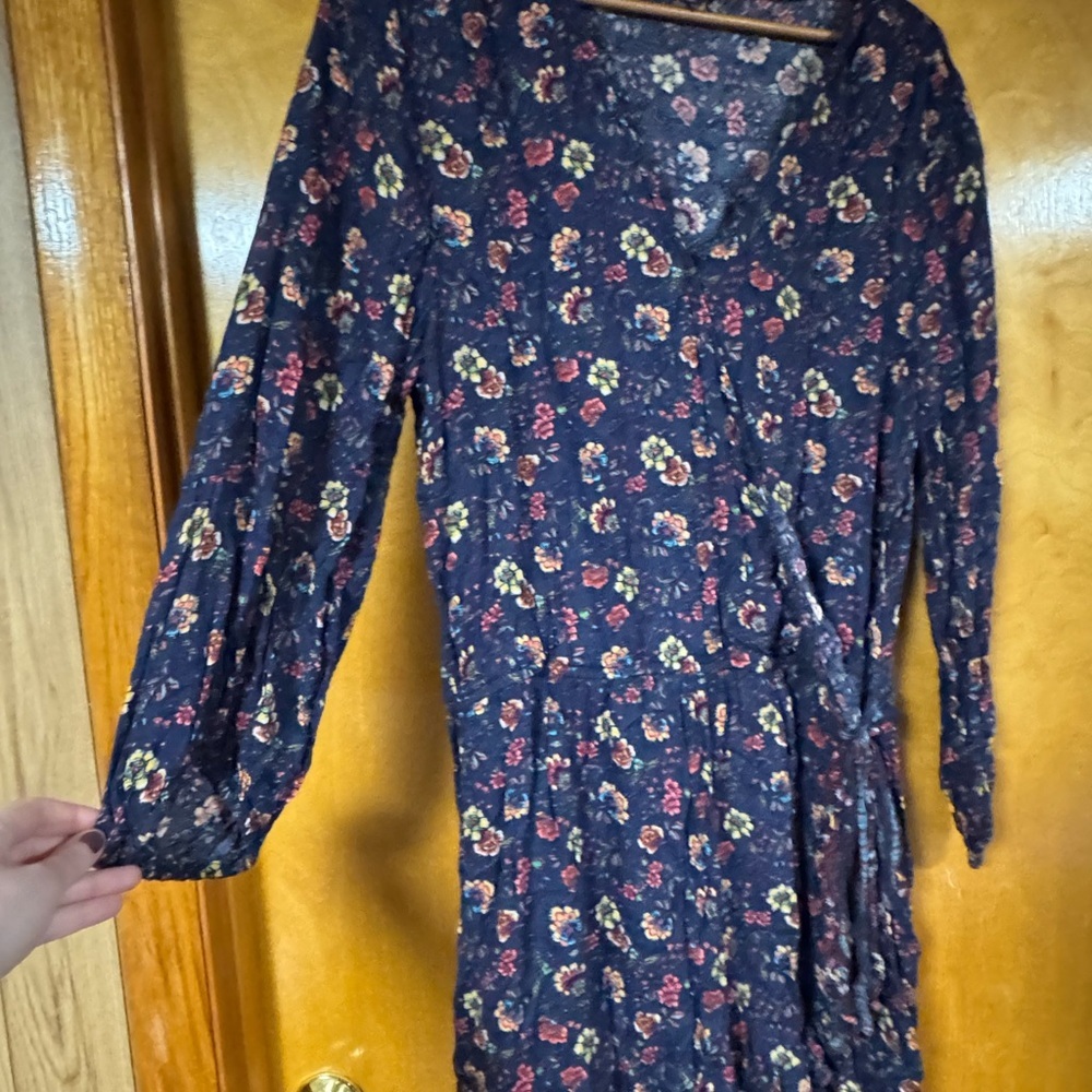 American Eagle Outfitters Blue Pink Jumpsuit Casual V-neck